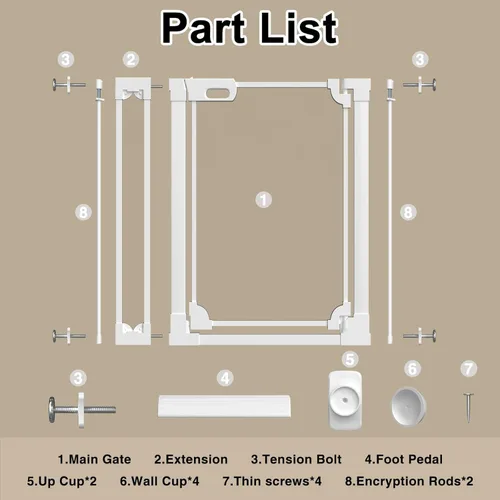 Miniatura 9 de WAOWAO Puerta de acrílico transparente extra alta de 40 pulgadas para bebés y niños con doble cerradura, 29.5-37.37 pulgadas de ancho, puerta