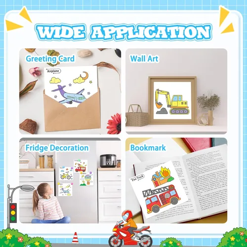 Miniatura 7 de Libros de pintar con agua SOCOLER para niños pequeños, papeles de pintura de acuarela sin desorden con tema de tráfico para niños, kit de pintura