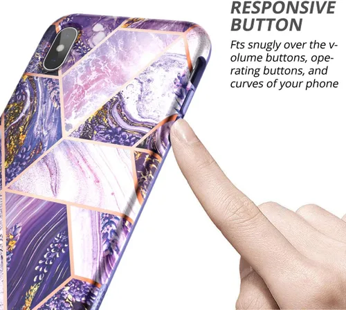 Miniatura 5 de SURITCH Funda para iPhone Xs Max, [protector de pantalla integrado] Protección híbrida de cuerpo completo, doble capa de silicona suave a prueba