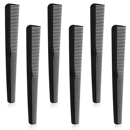 Peine de peluquero de fibra de carbono - Peine de peluquero 2 en 1, resistente al calor, diente fino y ancho, herramienta profesional para estilista