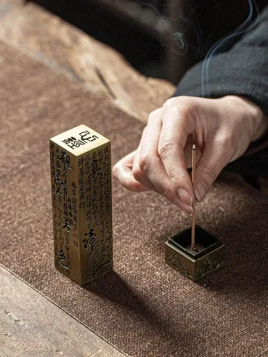 Quemadores de incienso huecos retro de latón, personajes chinos tradicionales, escrituras budistas, aromaterapia, incensario, caja de incienso,