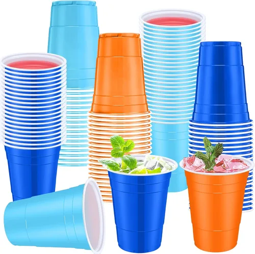 Miniatura 23 de Jingmore 90 vasos de plástico desechables para fiestas de neón, vasos de plástico desechables de 16 onzas, fiestas, matrimonios, despedidas
