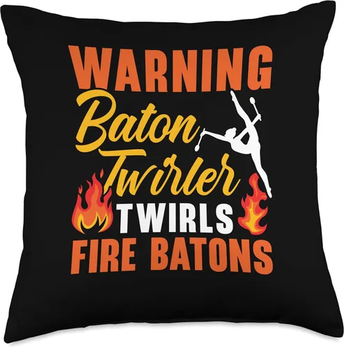 Majorette Gymnastic Dancing Baton Twirl Warning Twirler Fire Baton - Almohada giratoria, 18 x 18 pulgadas, multicolor