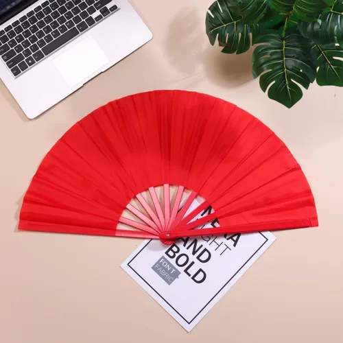 Miniatura 2 de Ventilador grande de plástico de 13 pulgadas para baile de línea, abanicos de mano para mujer, plegables, exteriores, bodas, fiestas (negro)