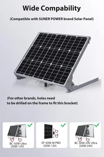 Miniatura 5 de SUNER POWE - Soportes de montaje en panel solar ajustables de 50 W, soportes inclinables de montaje plegables para pared, techo, caravana y sistema