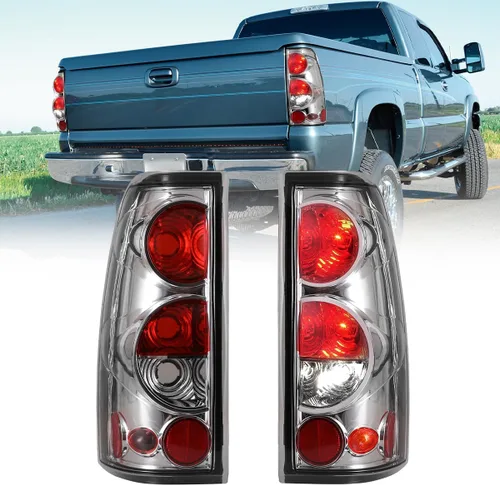 Miniatura 9 de Winjet Compatible con [1999 2000 2001 2002 2003 2004 2005 2006 Chevrolet Silverado] [1999-2003 GMC Sierra] Luces traseras Carcasa cromada/lente