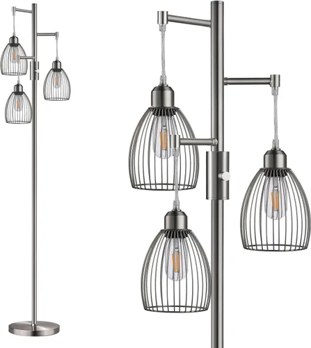 Miniatura 21 de Lámpara de pie regulable, lámparas de pie industriales para sala de estar, lámpara de árbol dorada, lámparas altas con 3 elegantes cabezales