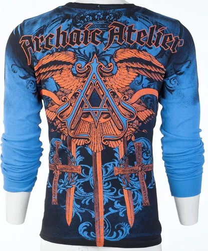 Miniatura 3 de Archaic by Affliction - Camisa térmica de manga larga para hombre, Azul
