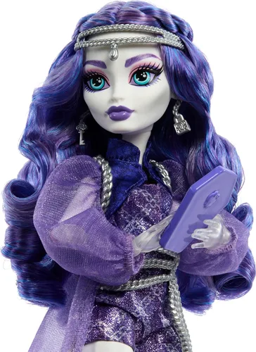 Miniatura 3 de Muñeca de Monster High Spectra Vondergeist con hurón mascota Rhuen y accesorios como mochila, tableta, bocadillos y más