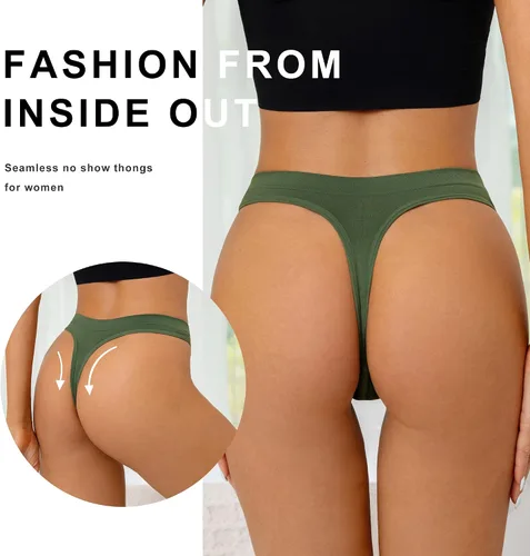 Miniatura 2 de SHARICCA Tanga sin costuras para mujer, sexy, transpirable, no se ve, ropa interior para mujer, paquete múltiple