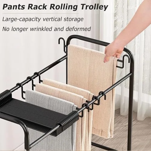 Miniatura 3 de Slide Out Pants Rack Closet Hanger Bar Pull Trousers Tie Belts Scarf Racks Top Mounted Wardrobe Clothes for Closet Retractable,Space-Saving Rolling