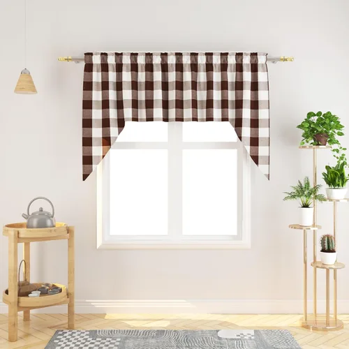 Miniatura 144 de Cenefas de cortina para ventana de 16 pulgadas de largo, 2 paneles de cuadros búfalo, cortinas pequeñas con bolsillo para barra, estilo clásico