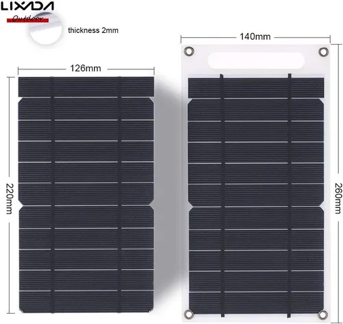 Miniatura 8 de Lixada Cargador de panel solar Puerto USB portátil de alta potencia en forma de papel monocristalino de silicona para teléfono celular Camping