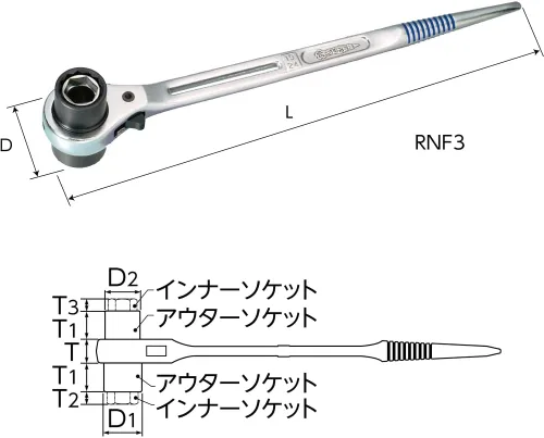 Miniatura 2 de Llave de trinquete Super Tool de 4 tamaños 19X22X24X27 RNF4