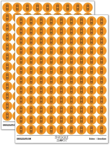 Vendaje de lesiones médicas más de 200 calcomanías redondas - acabado mate - tamaño de 0.50 pulgadas - naranja
