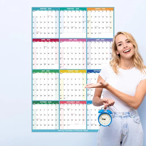 Miniatura 7 de Calendario anual de pared 2026 – Calendario anual grande 2026 vetical, enero 2026 – diciembre 2026, 25.2 x 38.2 pulgadas (abierto), calendario 2026