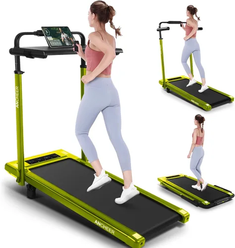 Miniatura 3 de ANCHEER Cinta de correr con estación de trabajo de escritorio y altura ajustable, caminadora plegable con 8% de inclinación, almohadilla para Caqui
