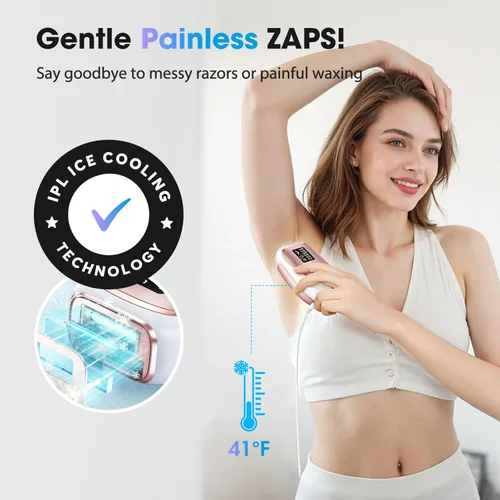 Miniatura 4 de Dispositivo de depilación láser IPL para mujeres y hombres, contacto de enfriamiento de hielo a 45 °F para resultados indoloros y duraderos
