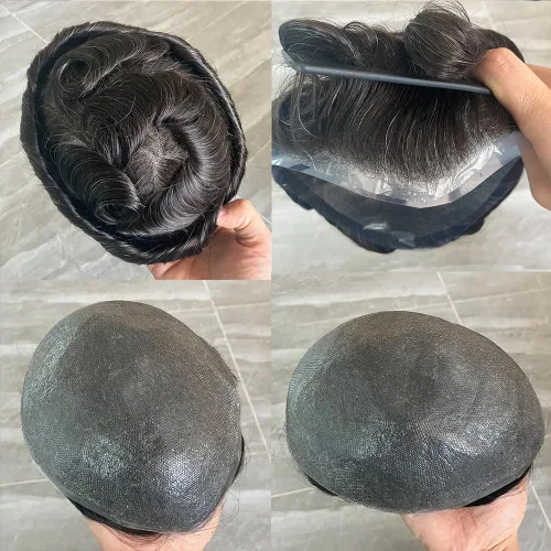 Miniatura 17 de SIMBEAUTY Cabello humano súper natural para hombre, estilo libre de tupé, 10 x 8 pulgadas, sistemas de reemplazo de cabello para hombres