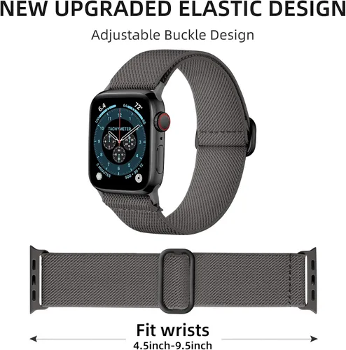 Miniatura 2 de DaQin Paquete de 3 bandas elásticas Solo Loop compatibles con Apple Watch para hombres de 49 mm, 46 mm, 45 mm, 44 mm, 42 mm, correa de nailon suave