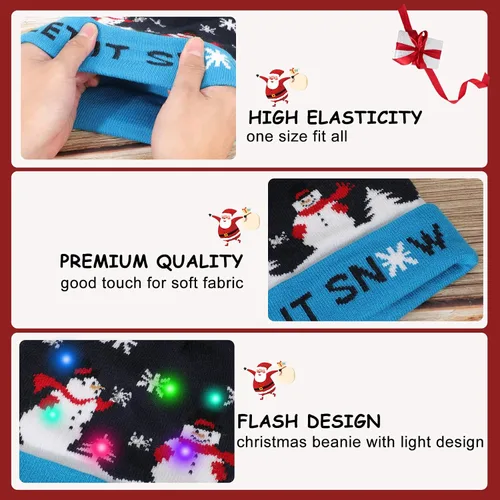 Miniatura 2 de Luz LED para arriba gorro de punto, gorro colorido LED Navidad Navidad