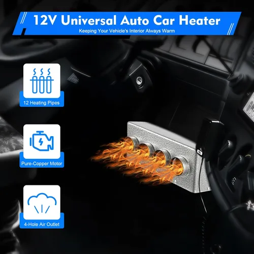 Miniatura 2 de Calentador universal para debajo del tablero, calentador auxiliar universal de 12 V para minivan/camiones/cosechadoras, calentador de coche con 4
