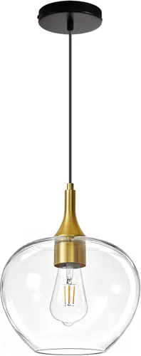 Miniatura 20 de Glass Pendant Lights Kitchen Island, 11'' Brass Gold Pendant Lighting Fixtures, Modern Hanging Ceiling Light with Striped Clear Glass Shade for