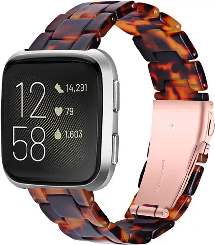 Miniatura 10 de Pulsera de resina compatible con Fitbit Versa 2/Versa Lite/Versa Band para mujer, correa de pulsera de repuesto de metal con hebilla de acero