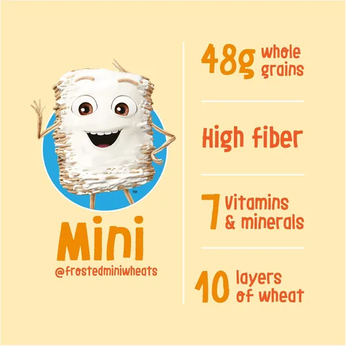 Miniatura 6 de Kellogg's Frosted Mini-Wheats Tazones de Cereal para el Desayuno, Cereal Alto en Fibra, Bocadillos para Niños, Original, Caja de 30oz (12 Tazones)