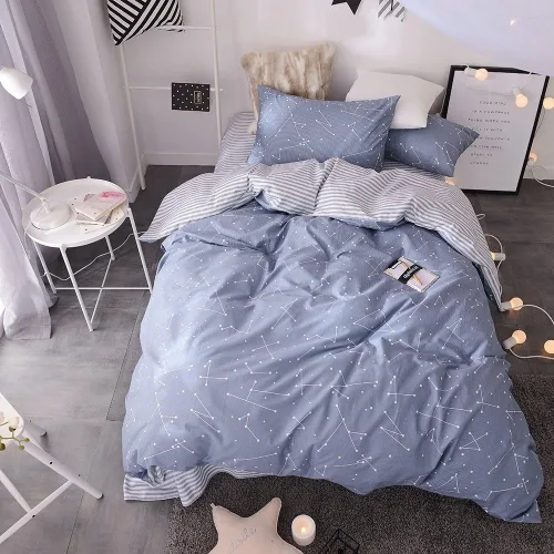 Miniatura 14 de VCLIFE - Juego de funda de edredón de algodón para cama individual, matrimonial, Queen, King, moderno, geométrico, juego de ropa de cama gris