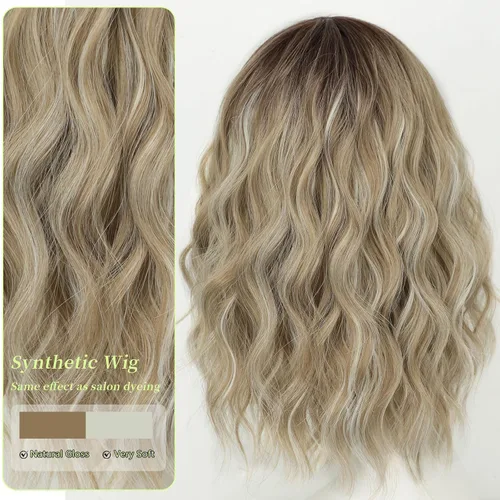 Miniatura 2 de AISI HAIR Peluca rizada estilo Bob con flequillo, pelucas cortas onduladas suaves de color beige rubio ceniza para mujer, estilo Bob, pelucas
