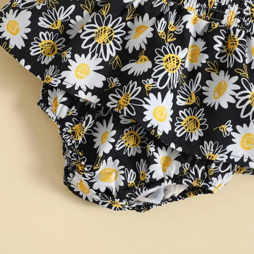 Miniatura 4 de Ropa para bebé recién nacida, estilo bohemio, floral, sin mangas, con lazo, con volantes y diadema