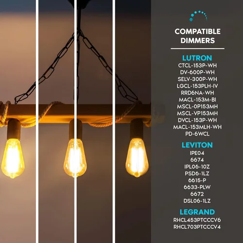 Miniatura 5 de LUXRITE Bombillas LED Edison vintage equivalentes a 75 W, ST19 ST58, 2700 K blanco cálido, 800 lúmenes, bombilla de filamento LED regulable, 8 W