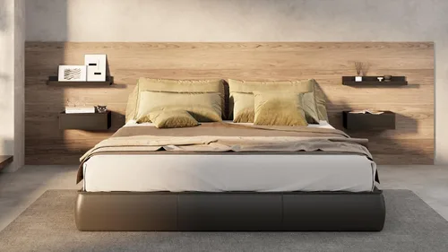 Miniatura 6 de Mobili Fiver, Mesita de Noche Flotante Riccardo, Madera de Fresno Negra, Fabricado en Italia