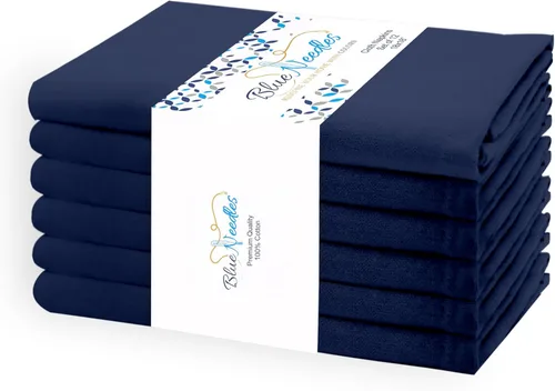 Miniatura 17 de Blue Needles - Juego de 12 servilletas de tela sólidas azul marino 100% algodón, servilletas de cena de 45 x 45 centímetros - Suave, reutilizable