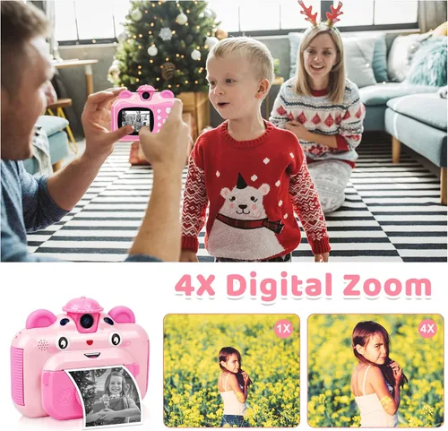 Miniatura 6 de Cámara digital de impresión instantánea para niños, cámara para niños pequeños, video selfie de 20 MP, juguete para niños, regalo de Navidad