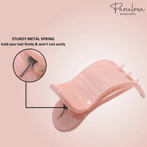 Miniatura 3 de Parcelona French Simply Bear Paw Medium 3 pulgadas Celuloide antideslizante lateral deslizante en la mandíbula Yoga para cabello fino moda