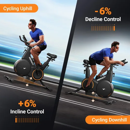 Miniatura 3 de Merach Magnetic Exercise Bike, Heavy Duty Stationary Bike with Automated Resistance, 300 350 Lbs Weight Capacity, Low Noise Indoor Workout Bike for