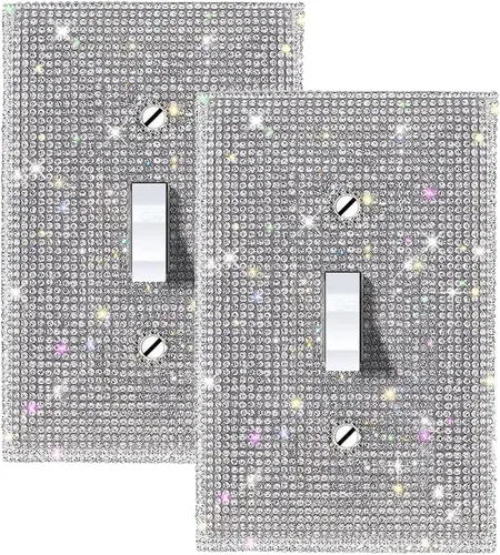 Miniatura 14 de 1 funda para interruptor de luz brillante – Cubierta de placa de interruptor con purpurina dorada con diamantes de imitación 2.2 lbs-2-Oro