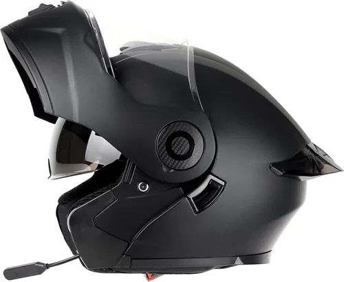 Miniatura 5 de GDM Raptor Modular Bluetooth Casco de motocicleta abatible, negro mate