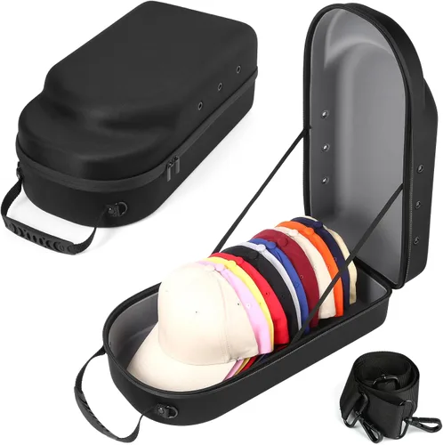 Miniatura 12 de GERMUN Funda rígida para gorra de béisbol, funda de viaje con correa ajustable para el hombro, funda para 12 gorras de béisbol, perfecta para viajes