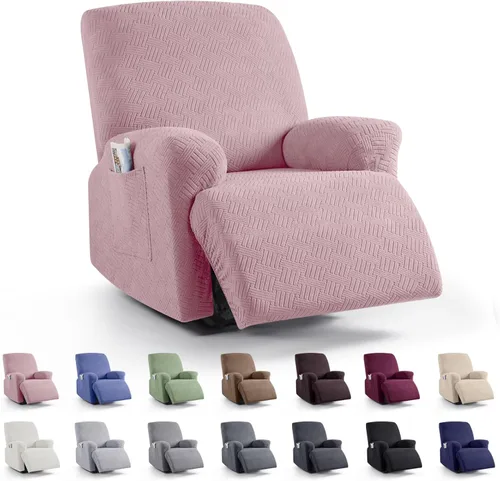 Miniatura 38 de KinCam Fundas para sillón reclinable, fundas elásticas para sillas reclinables, fundas para sofá reclinable de jacquard a rayas, protectores