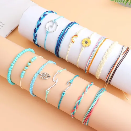 Miniatura 4 de Pulsera de perlas para mujer, pulsera apilable multicapa de perlas sintéticas, pulseras apilables de cuentas bohemias de cristal con diamantes