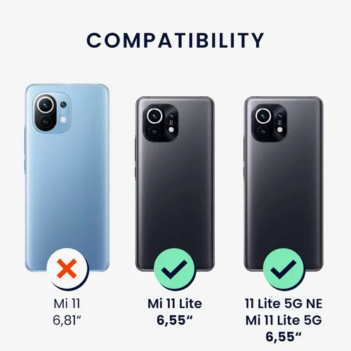 Miniatura 6 de kwmobile Funda cruzada compatible con Xiaomi 11 Lite (5G) NE/Mi 11 Lite (5G) - Funda de silicona TPU con correa - Verde musgo