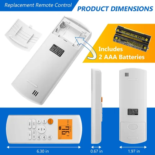 Miniatura 4 de Saillong Mando a distancia de repuesto inteligente compatible con aire acondicionado Midea RG57/BGE Ac, incluye 2 pilas AAA, piezas de aire