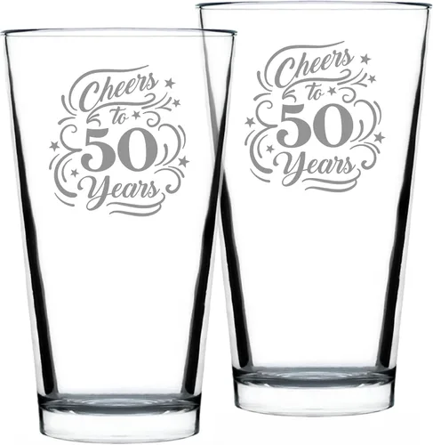 Miniatura 6 de Custom Cheers to 50 Years – Vaso de pinta para cerveza – Regalos para mujeres y hombres – Decoración de fiesta de 50 aniversario – Vasos de 16 onzas