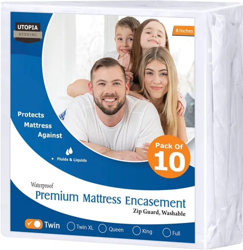 Miniatura 24 de Utopia Bedding Funda de colchón impermeable de alta calidad, protector de colchón con cremallera individual XL, 8 pulgadas de profundidad, a prueba