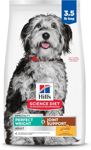 Hill's Science Diet Peso perfecto y apoyo articular, para perros adultos de 1 a 6 años, manejo del peso y apoyo articular, alimento seco para