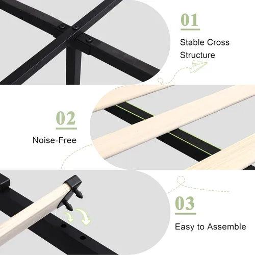 Miniatura 7 de Feonase Marco de cama tapizado de tamaño completo con 4 cajones de almacenamiento, cabecera de almacenamiento grande tipo wingback, no necesita Negro