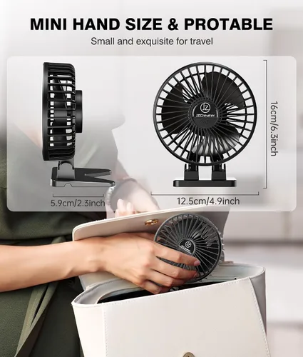 Miniatura 6 de JZCreater Ventilador de escritorio USB, mini portátil, 3 velocidades, ventilador de refrigeración personal silencioso para el hogar, escritorio